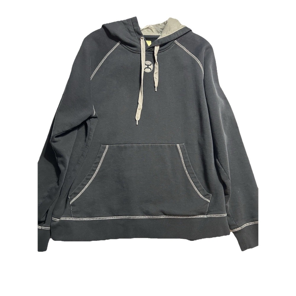 Hooey Men's XL Black Hooded Pullover Cotton Blend Sweatshirt (F7)